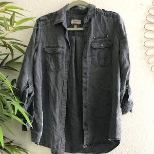 EXPRESS 100% Lyocell button up down baggy flowy loose shirt top